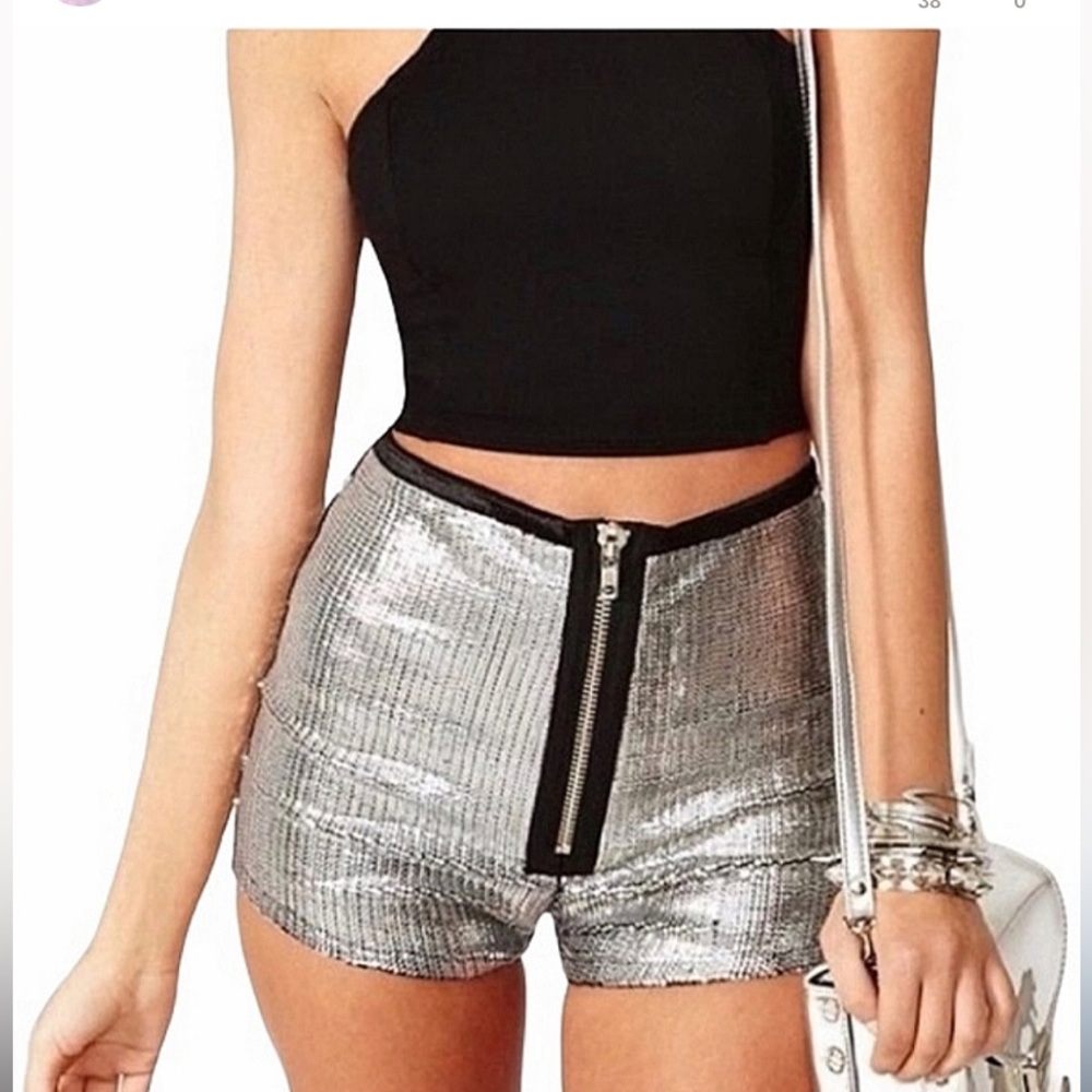 Unif High Waist Sequin Disco Short | Size M (Fits… - image 3